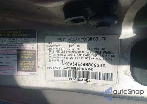 2004 Infiniti G35 from USA, damaged, VIN JNKCV54E44M809239